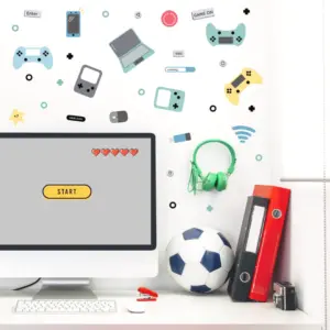 Gaming wallstickers ovanför skrivbord