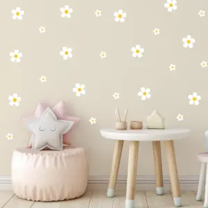 Daisy (vit) wallstickers placerade i ett barnrum