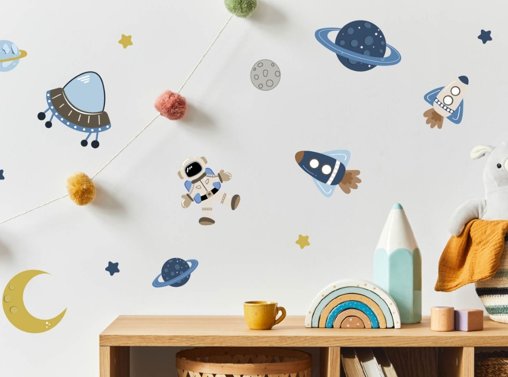 Wallstickers med astronaut- och rymdmotiv