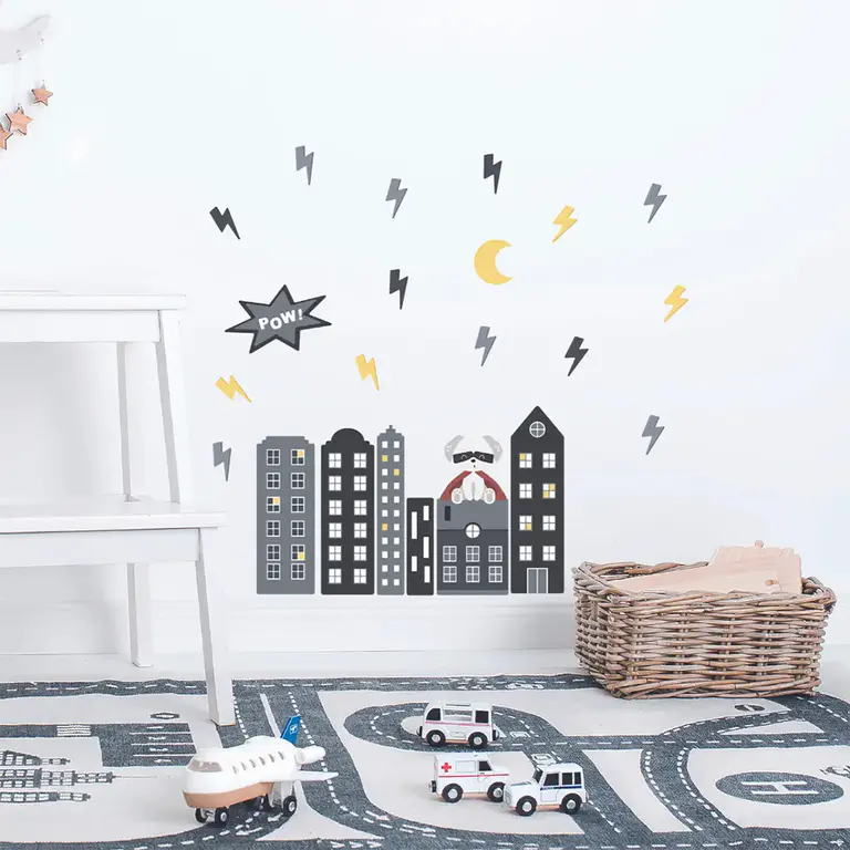 Superhjälte wallstickers på barnrummet