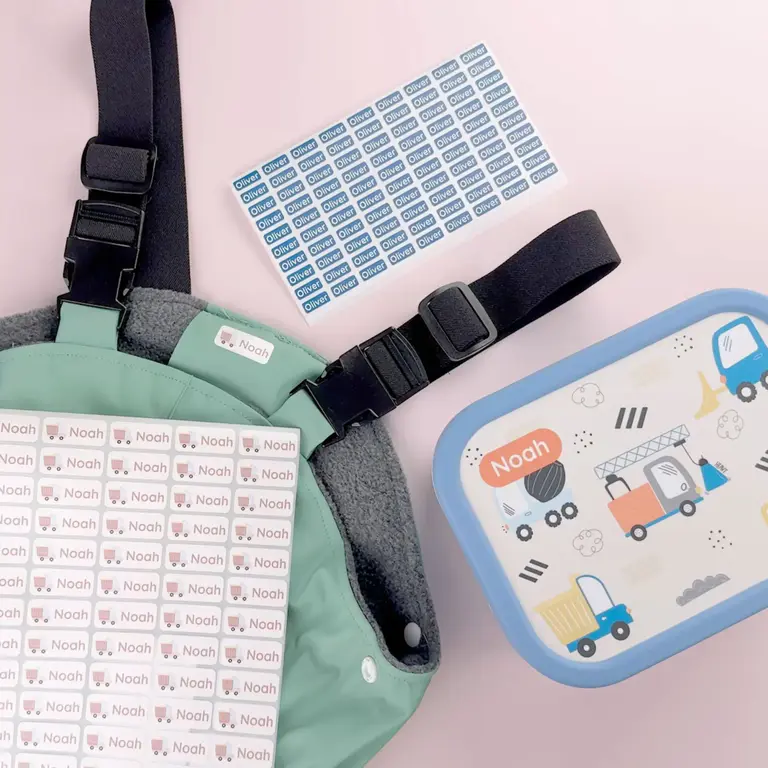 Förskolepaket med namnlappar, minilappar och matlåda — Lappeliten
