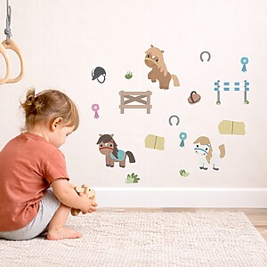 Wallstickers med hästar på ett barnrum